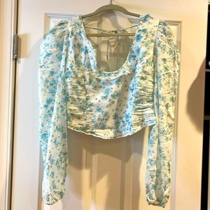 NWT Free People long sleeve floral crop top - size Large